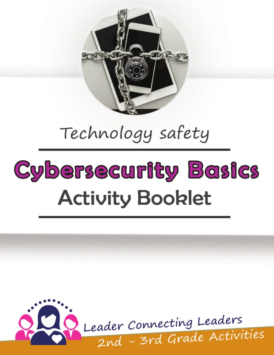 Cybersecurity Basics Activity Booklet cover identifying technology safety activities for 2nd–3rd grade