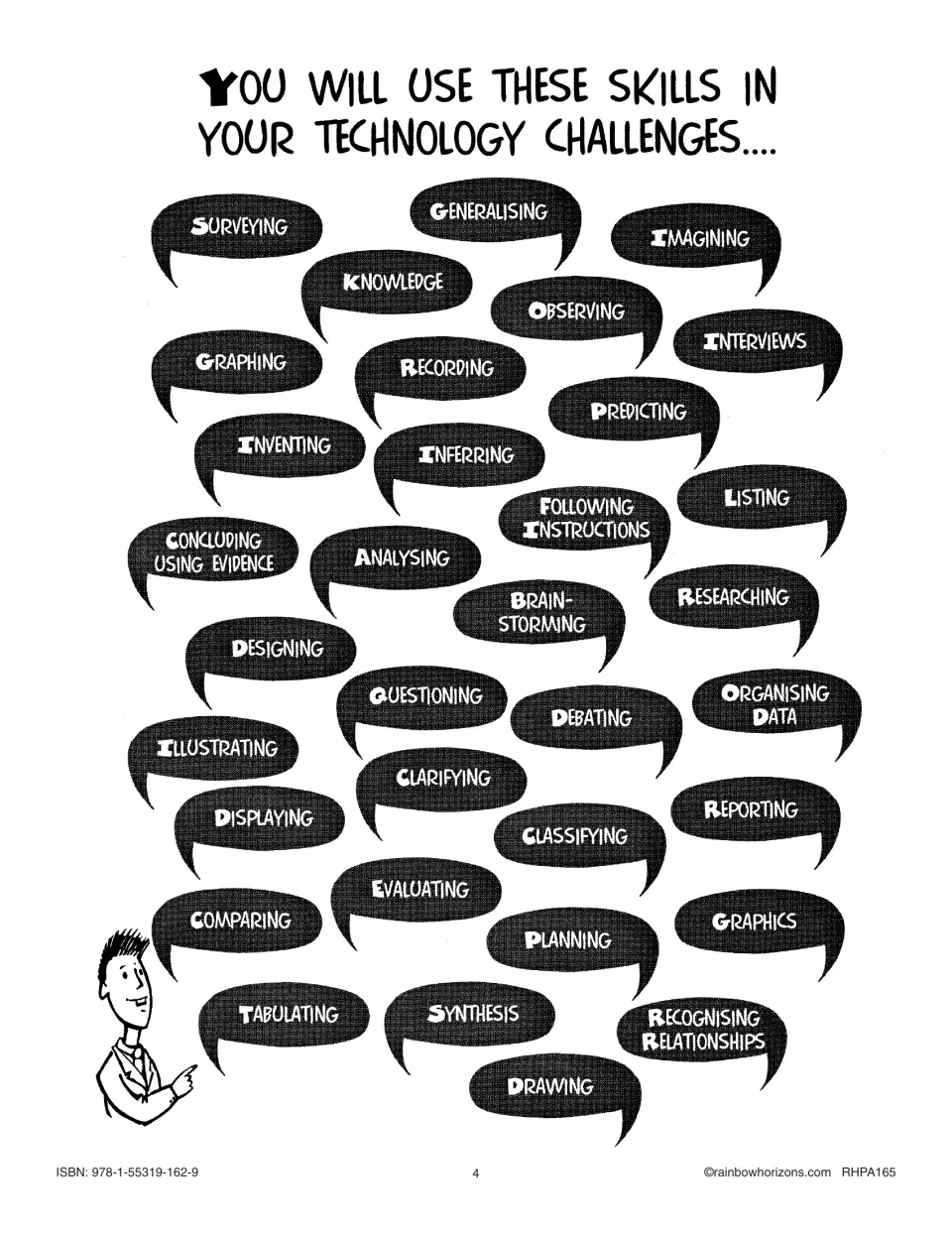 Student skills page 'You will use these skills': surveying, predicting, designing, evaluating and 30 more