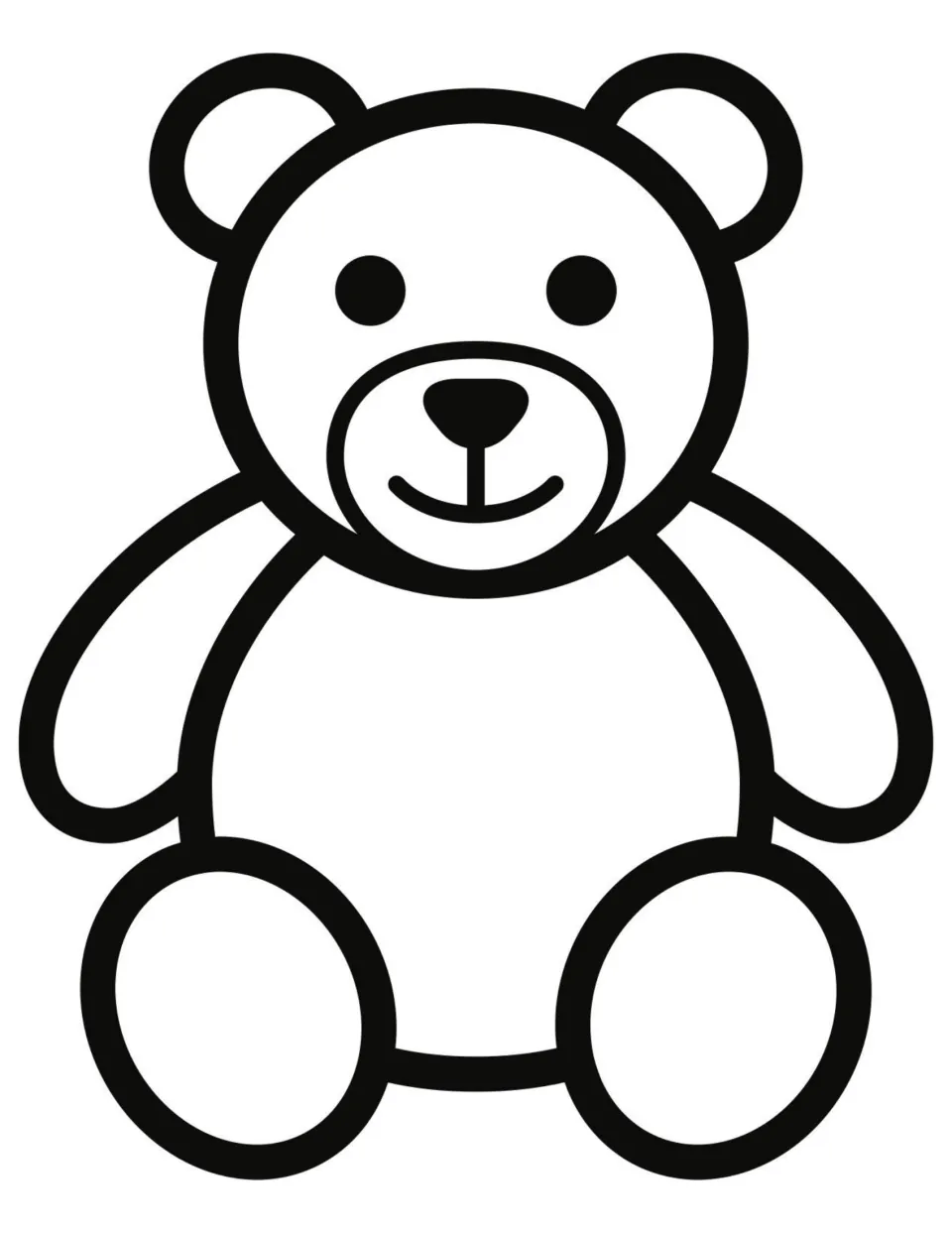 Teddy bear coloring page: a sitting bear outline students color part by part according to their would-you-rather choices