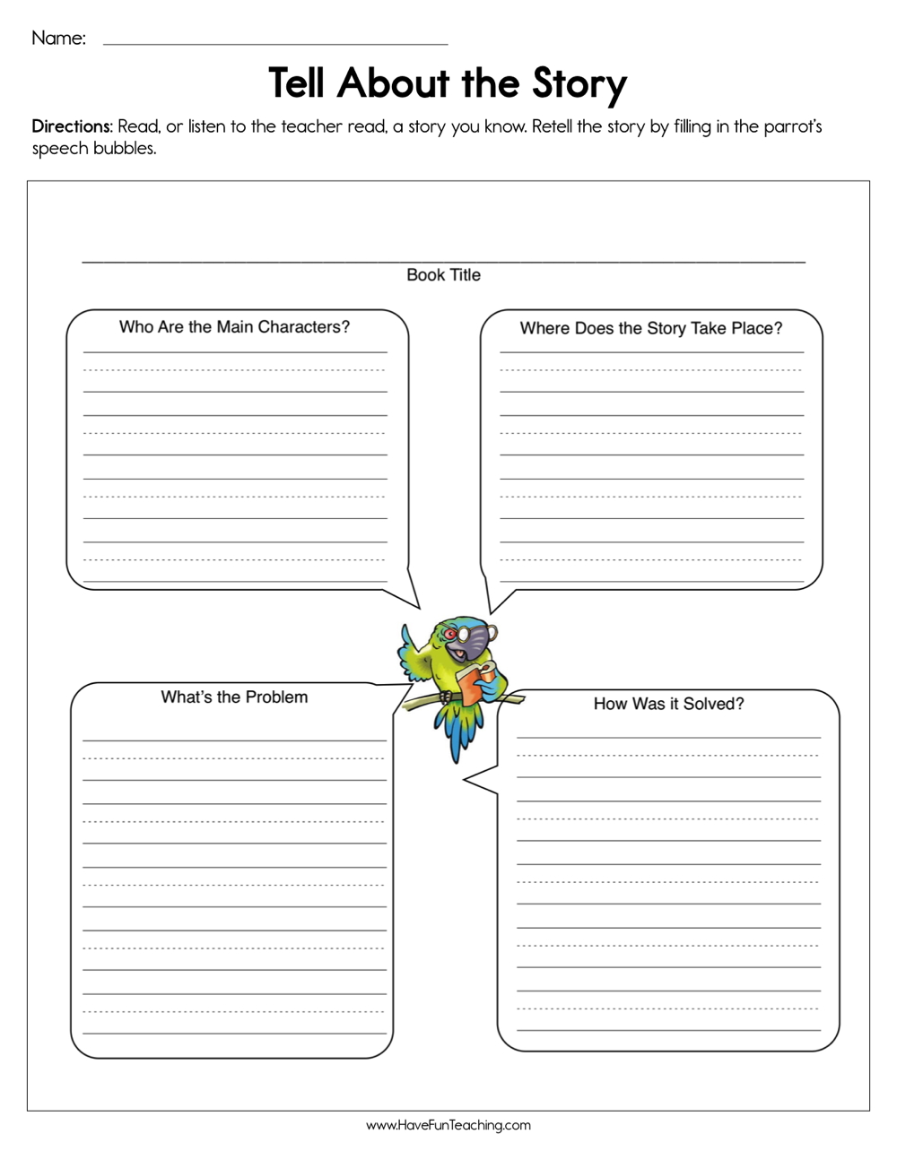 Tell About the Story Worksheet teaching resource preview