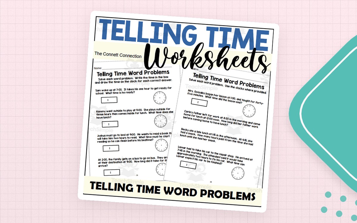 Telling Time Word Problems teaching resource preview