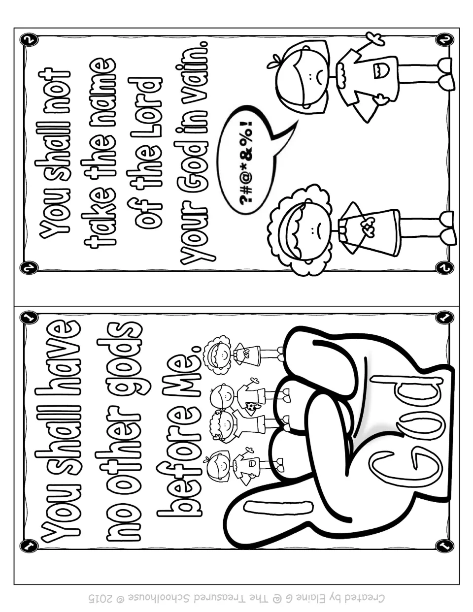 Big kids coloring booklet commandments 1–2: have no other gods and do not take the Lord's name in vain