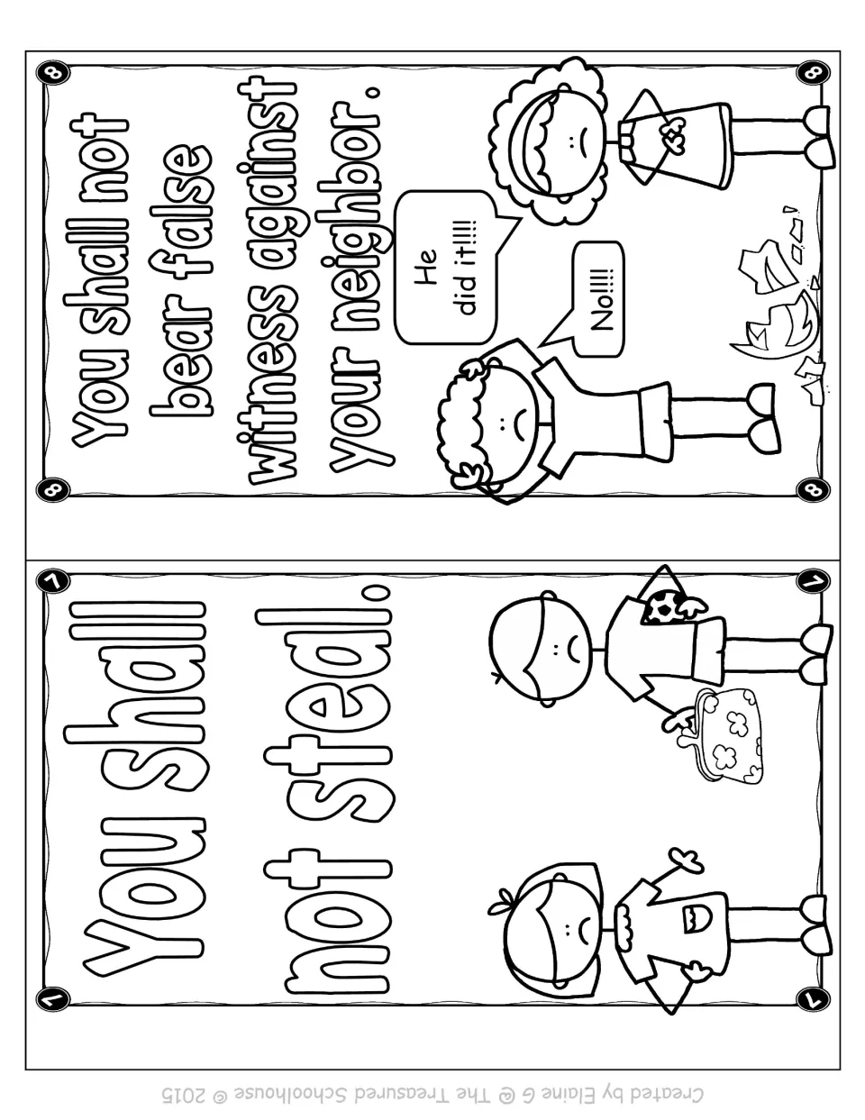 Big kids coloring booklet commandments 7–8: do not steal or bear false witness against your neighbor