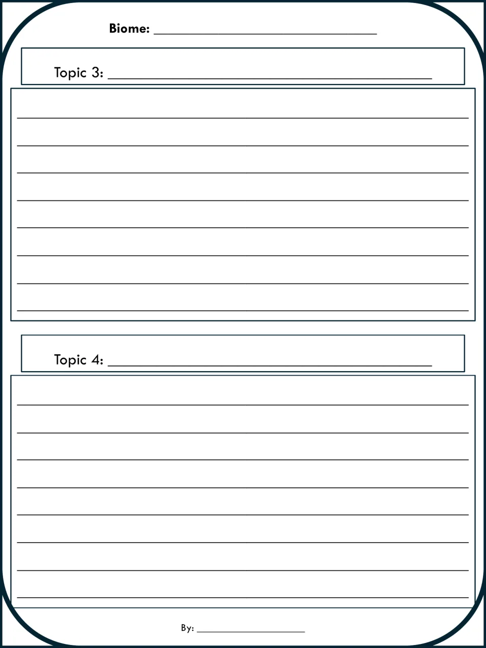 Biome paragraph writing for topics 3 and 4: students write a paragraph on each of their third and fourth research topics
