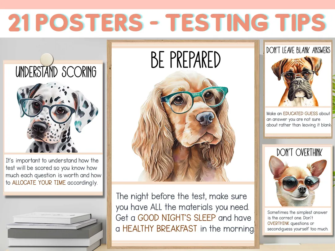 Motivational Testing Posters – 21 Dog-Themed Tips – cover