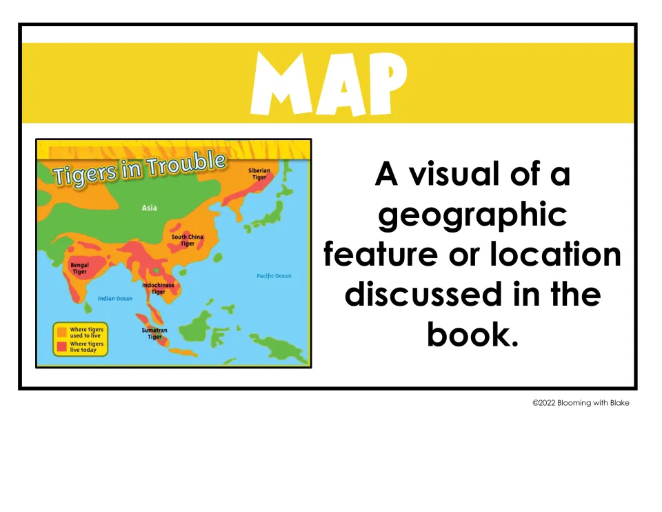Map text feature: a visual of a geographic feature or location in the book, with a Tigers in Trouble map of Asia as sample