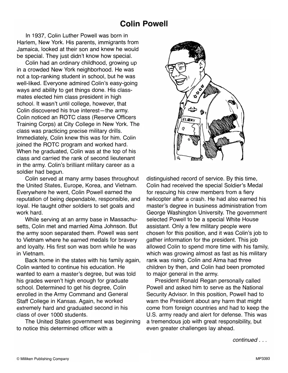 Colin Powell biography, part one: students read about his childhood, ROTC training and rise to National Security Advisor
