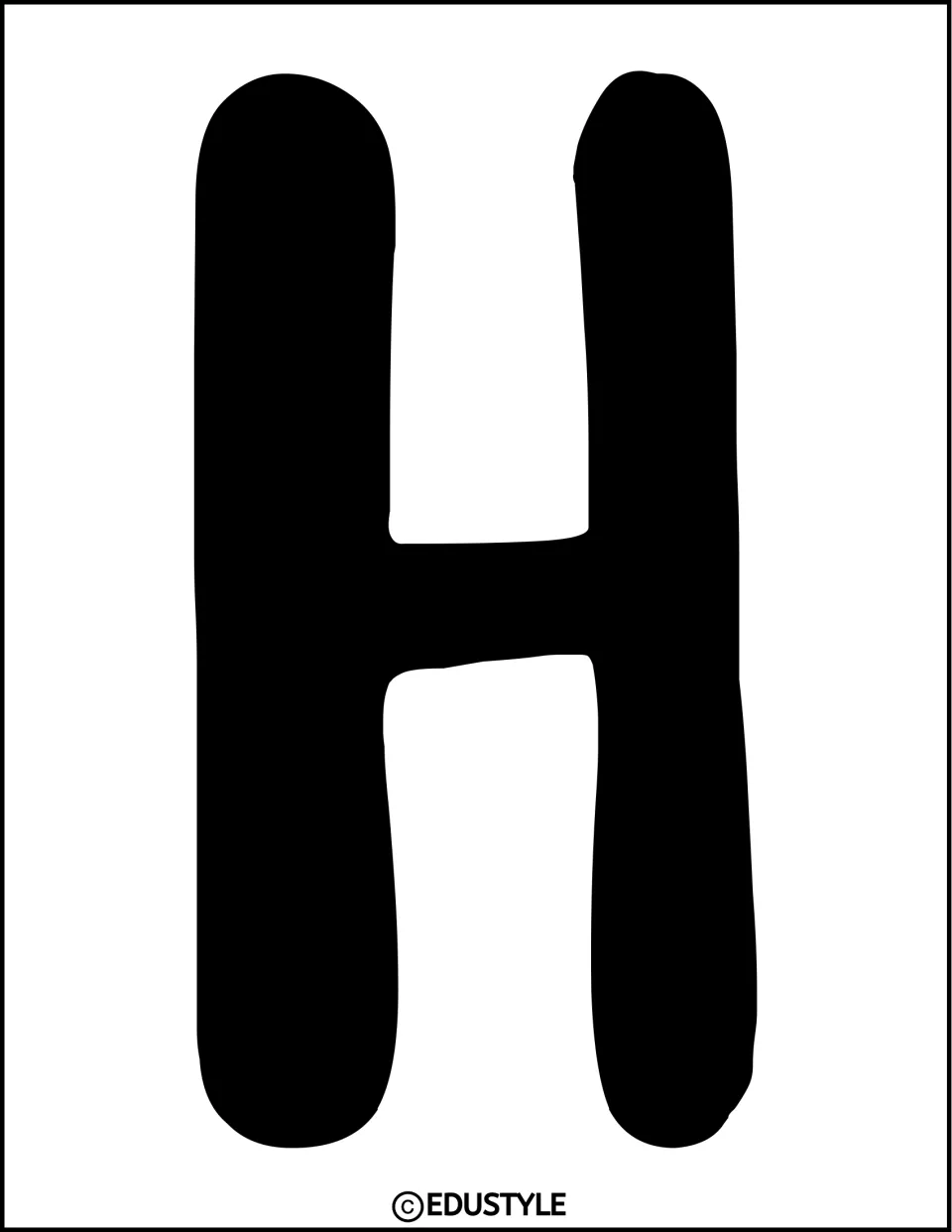 Veterans Day display letter H: a full-page bold black capital H to cut out and place after the T in the banner word