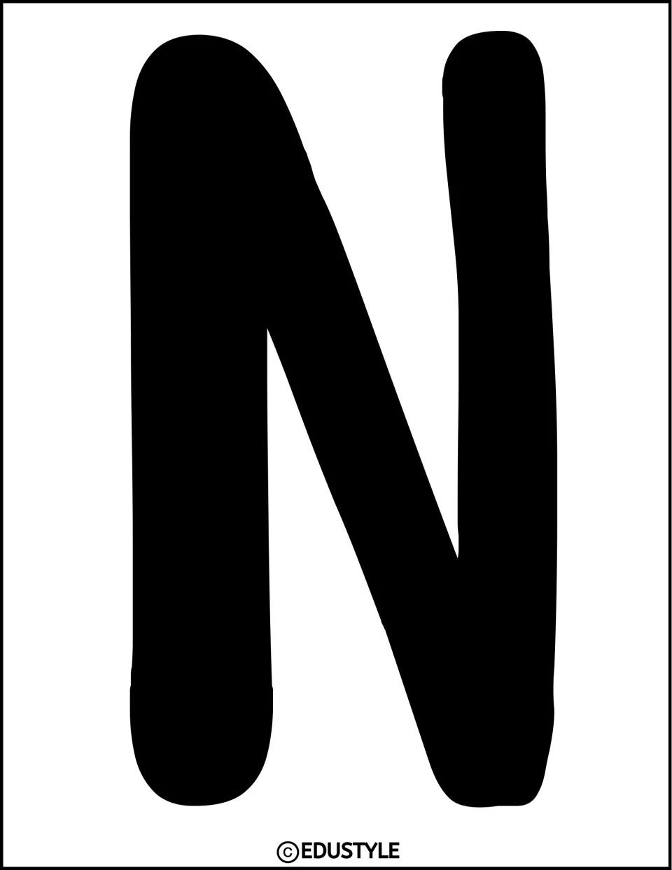 Veterans Day display letter N: a full-page bold black capital N for cutting out and adding to the headline lettering