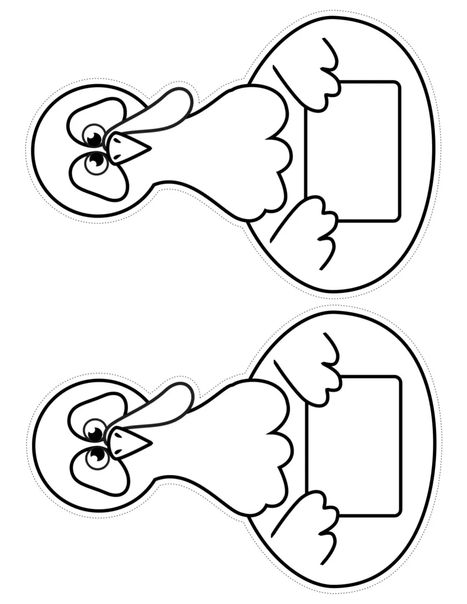 Two turkey body cut-out pieces with empty signs, so students can color them and write what they are thankful for