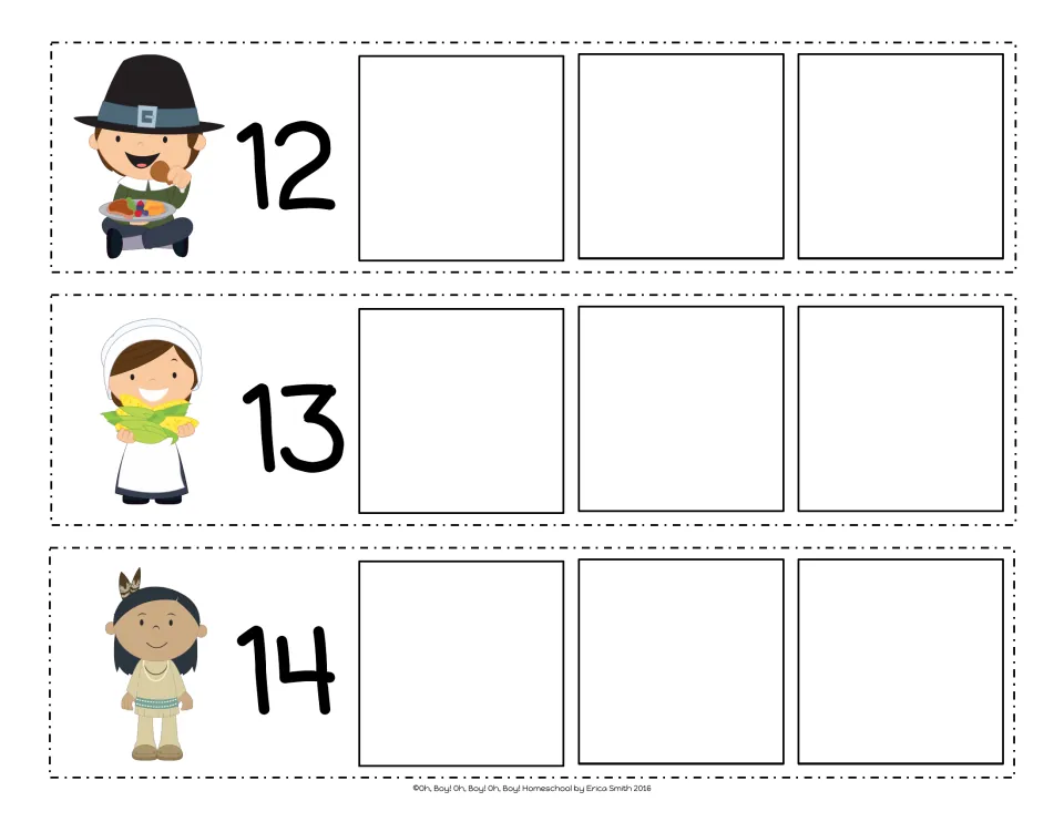 Count-on strips 12, 13 and 14: write the three numbers that come after each, such as 15, 16, 17 after 14