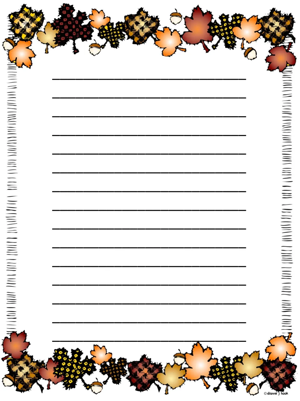 Untitled fall leaf and acorn writing page so students can continue their thankful list or writing onto a second sheet