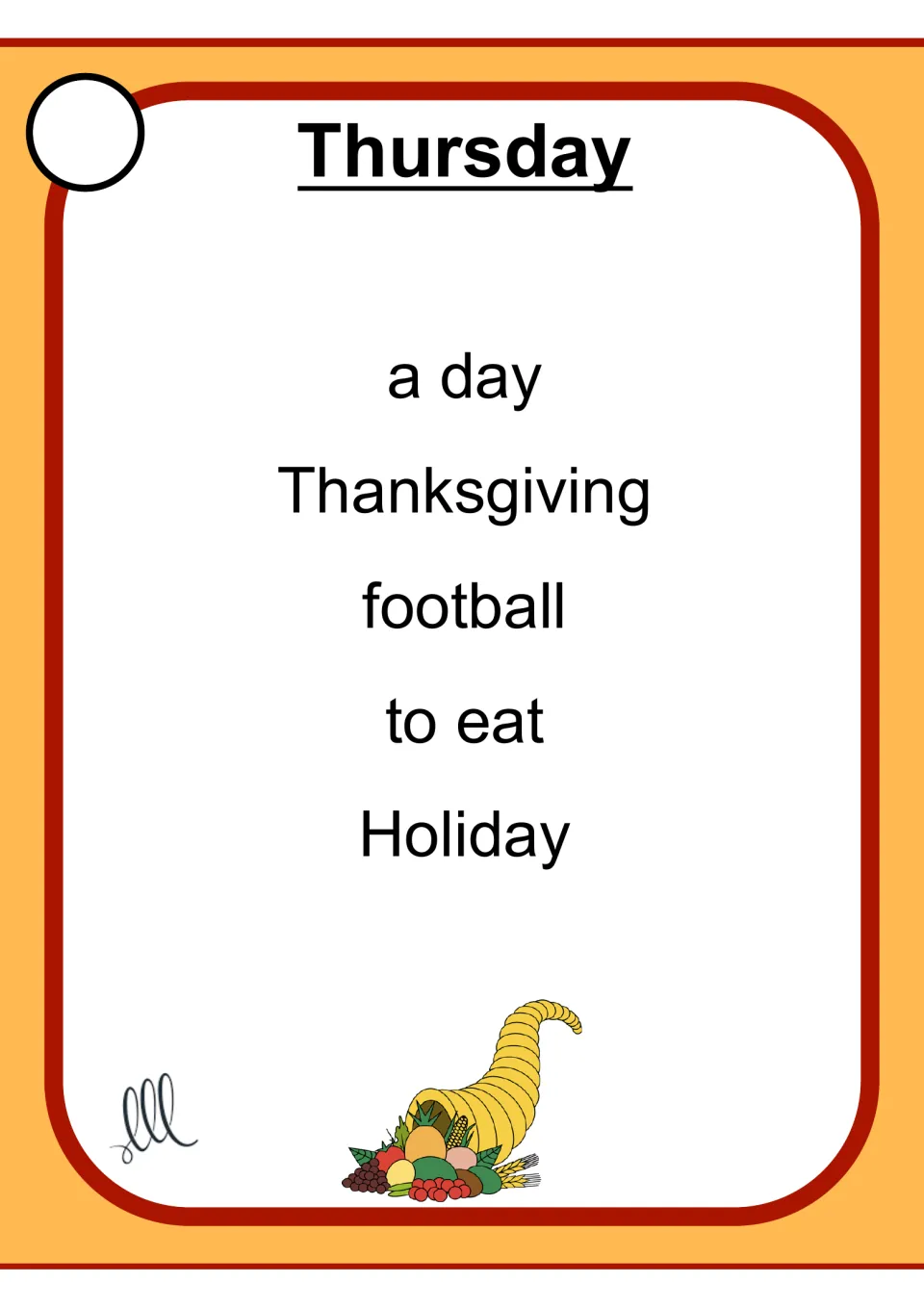 Taboo card for 'Thursday' lists 'a day,' 'Thanksgiving,' 'football,' 'to eat,' and 'Holiday'