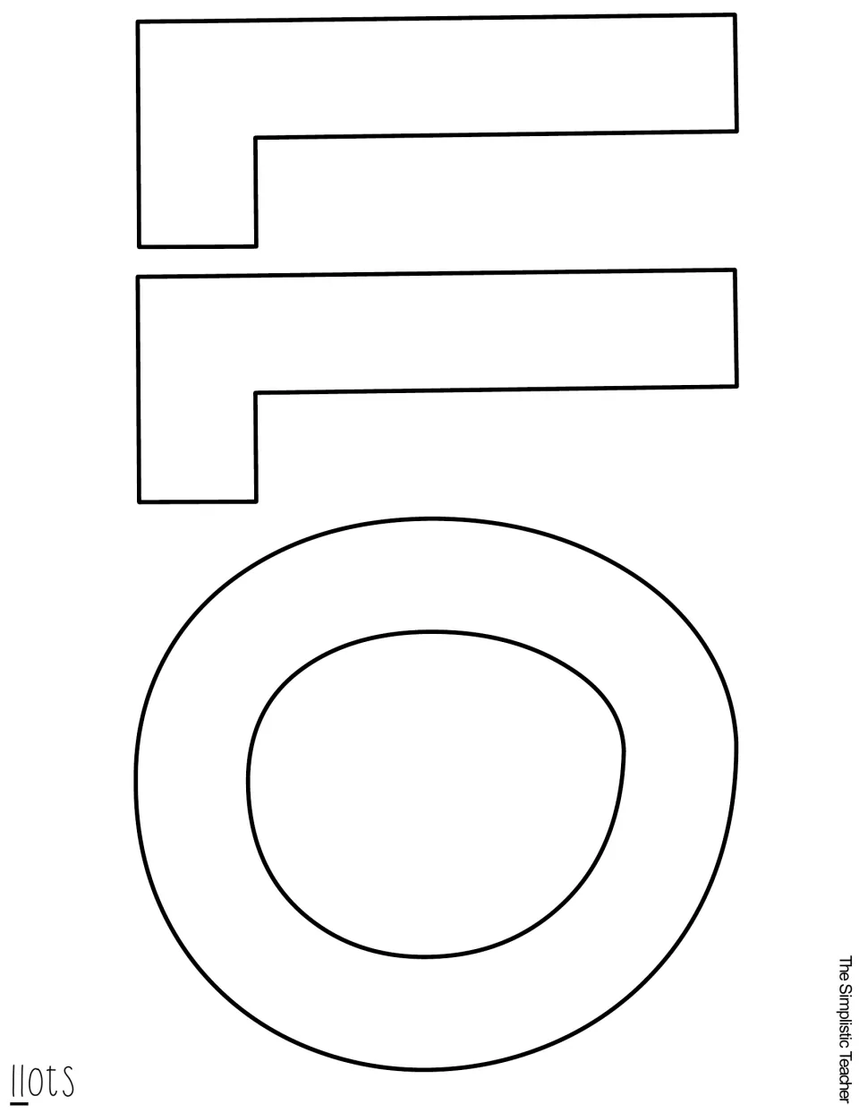 Outline cutout letters L, L, and O for “LLOTS,” the opening word of the Thanksgiving llama display title