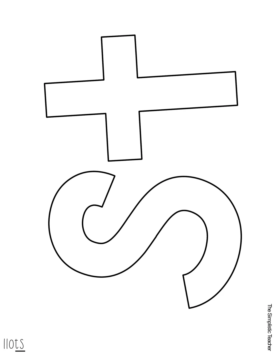 Outline cutout letters T and S to complete “LLOTS,” the opening word of the Thanksgiving llama display title