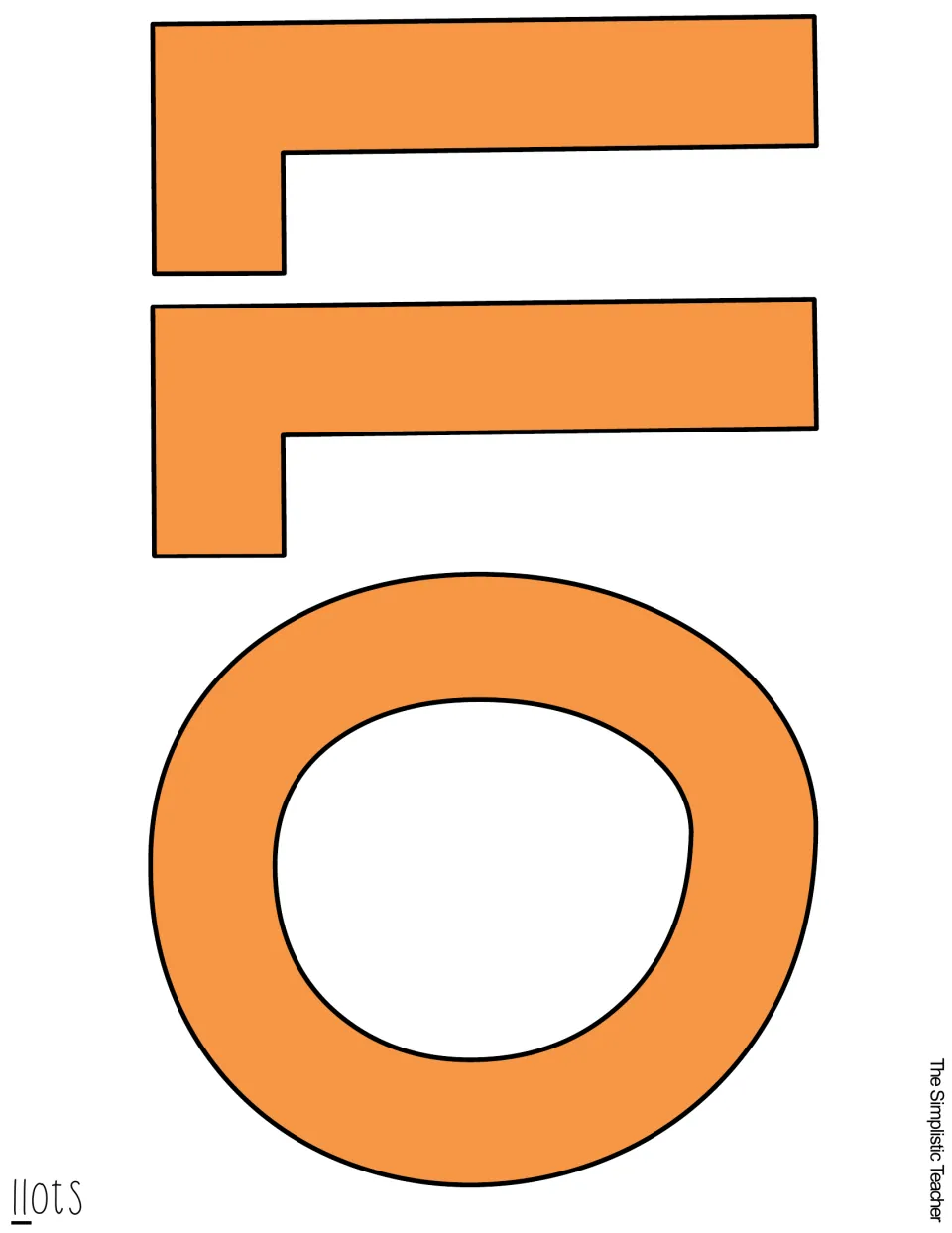 Orange cutout letters L, L, and O for “LLOTS,” the opening word of the Thanksgiving llama display title