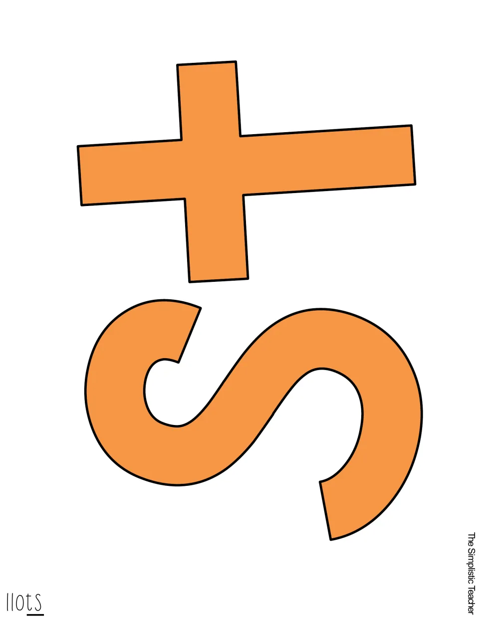 Orange cutout letters T and S to complete “LLOTS,” the opening word of the Thanksgiving llama display title