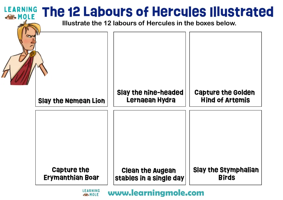Labours of Hercules, part 1: students illustrate six tasks, from slaying the Nemean Lion and Hydra to the Stymphalian Birds