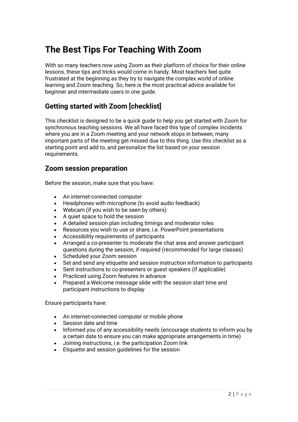 Getting started with Zoom checklist: equipment, session plan and etiquette to prepare, plus what participants need to join
