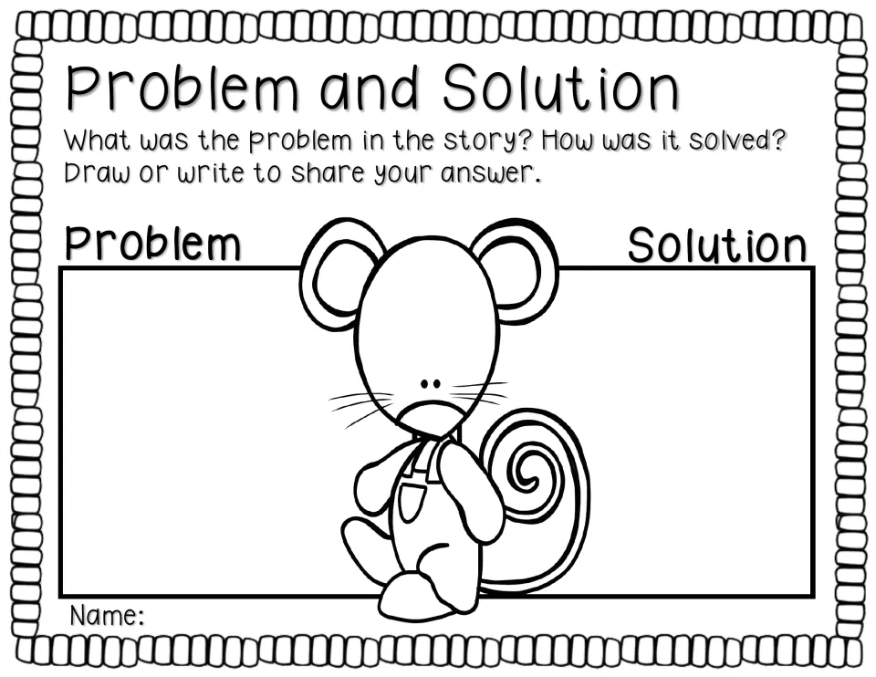 Problem and Solution story response asks students to draw or write about the problem and how it was solved