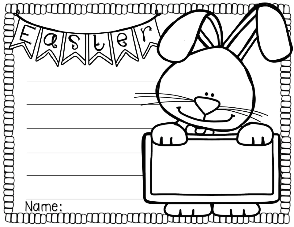 Easter writing page provides space for a student response under an Easter heading, without a sentence starter