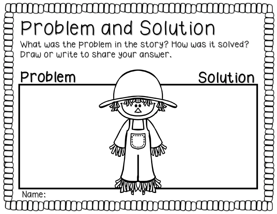 Problem and Solution organizer asks students to draw or write about the story's problem and how it was solved