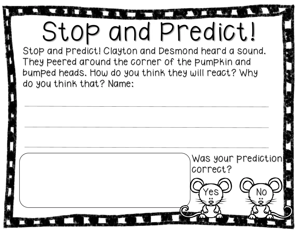 Second Stop and Predict activity asks how Clayton and Desmond will react after bumping heads and why
