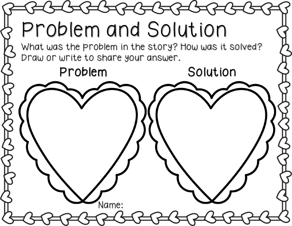 Problem and Solution organizer asks students to draw or write about the story's problem and how it was solved