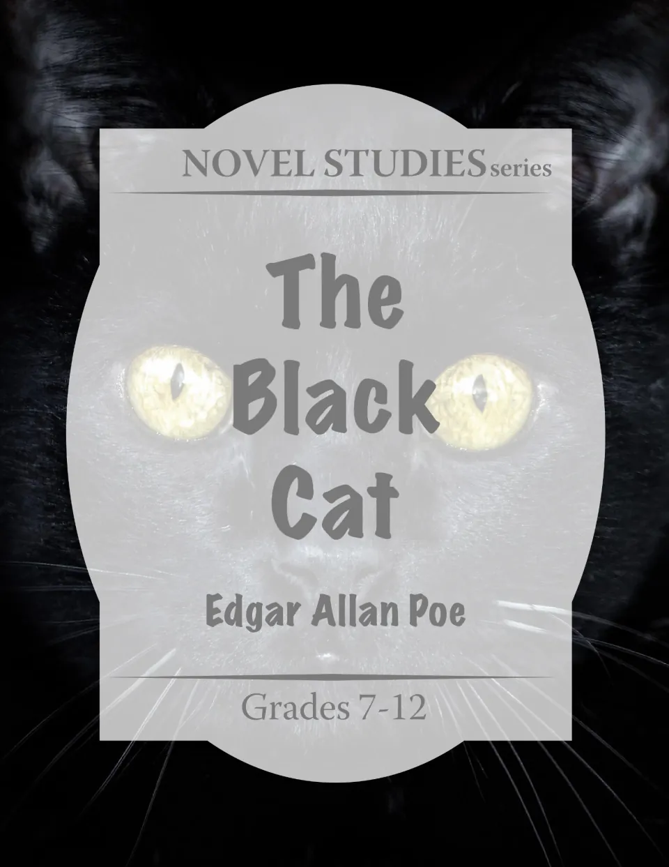 Study guide cover for The Black Cat by Edgar Allan Poe, labeled Novel Studies series for grades 7–12