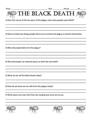 The Black Death – Comprehension Questions – preview