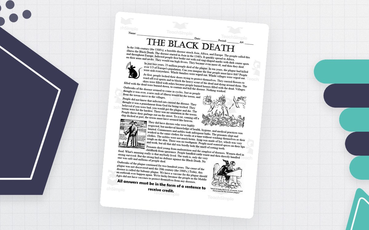 The Black Death – Comprehension Questions preview