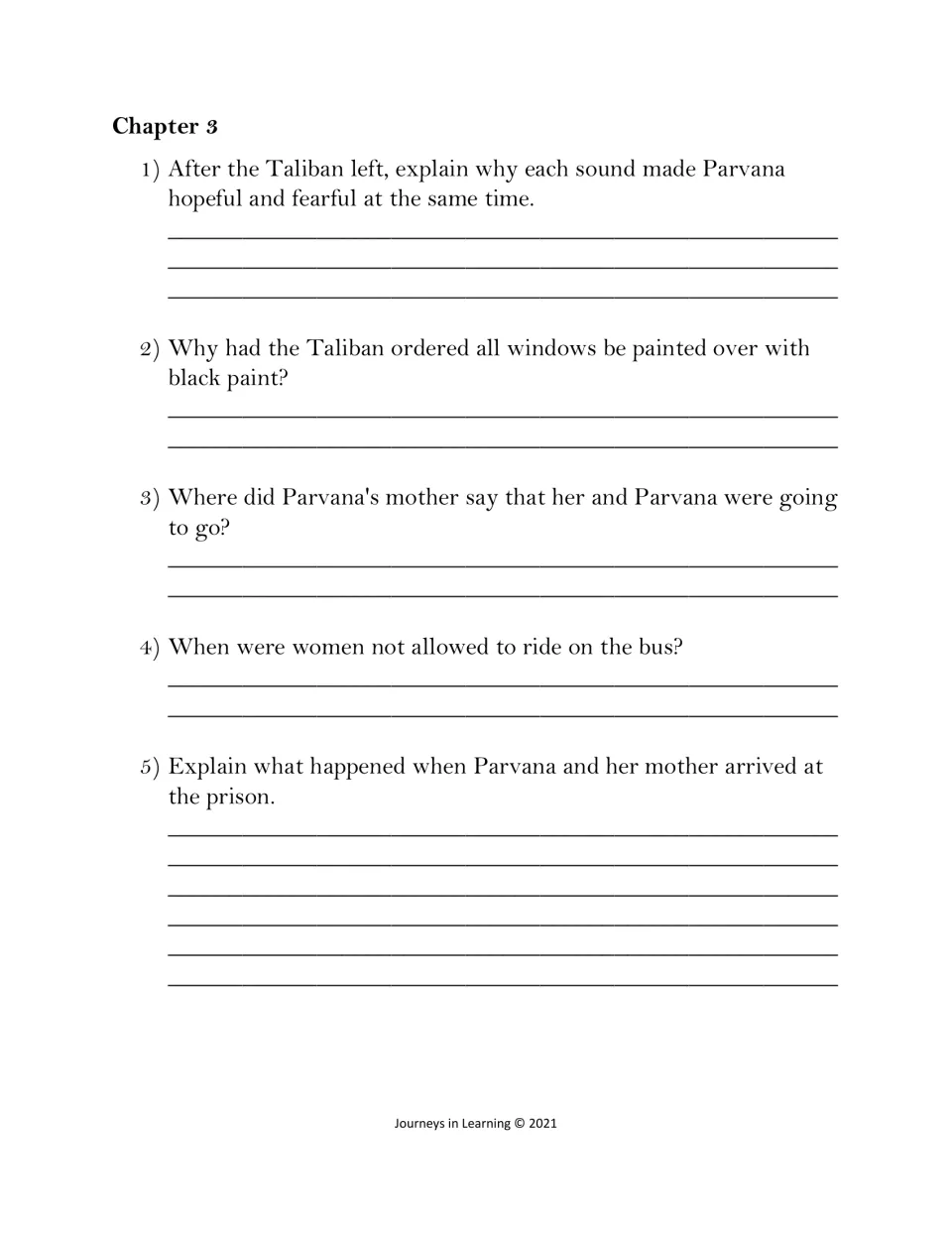 Chapter 3 questions: students explain blacked-out windows, the bus rule for women and what happened at the prison
