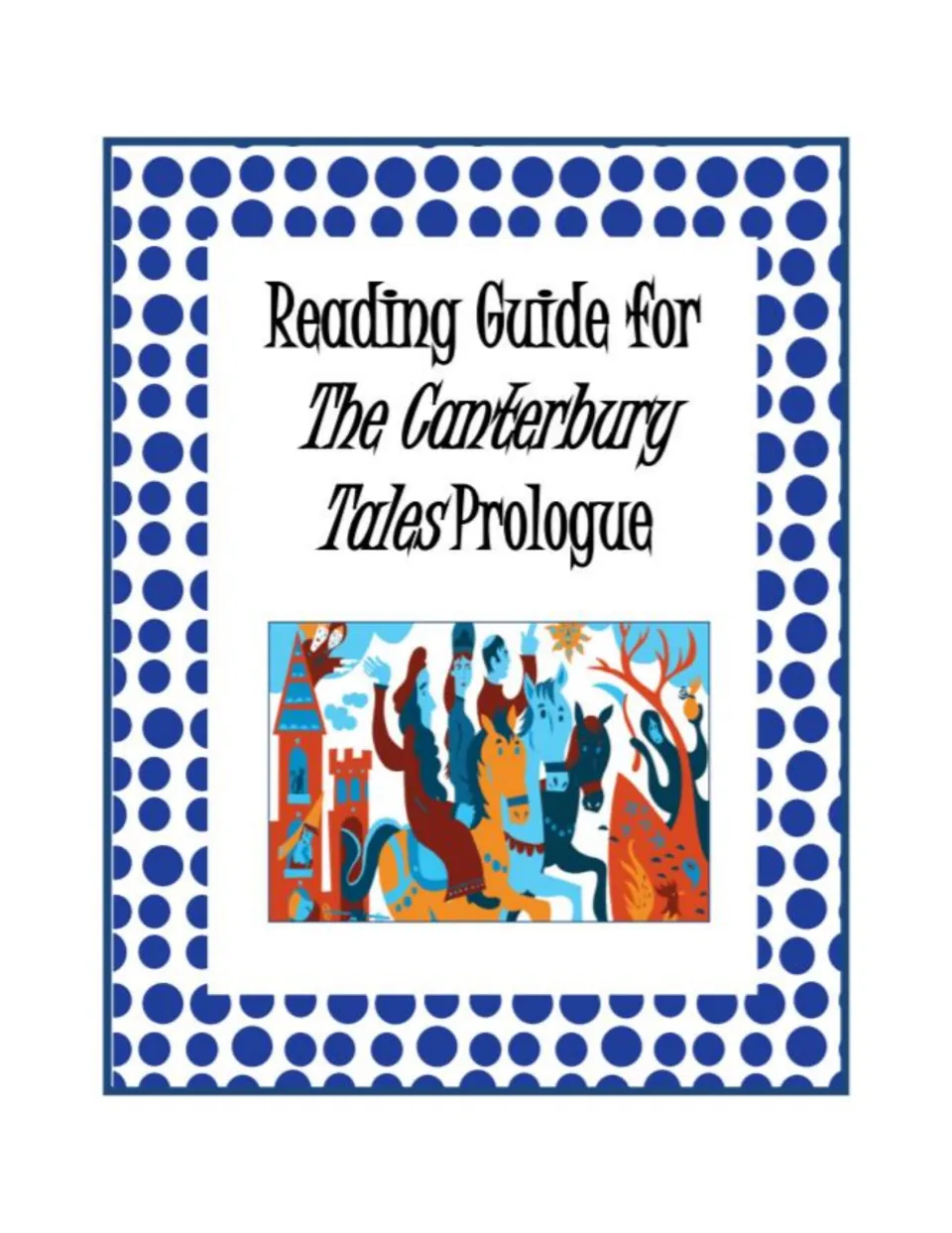 Reading guide cover for The Canterbury Tales Prologue, introducing the packet of comprehension questions