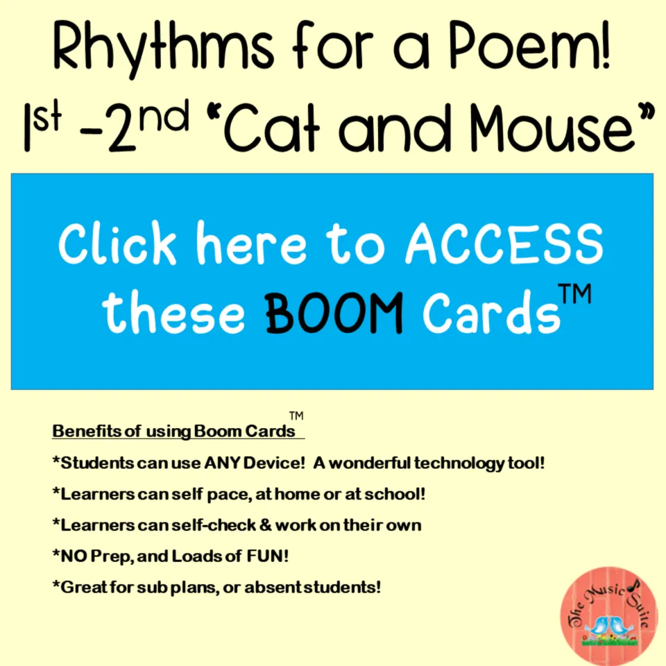Access page for the 18 Boom Cards, with a link and notes on self-paced, self-checking use at home or school.