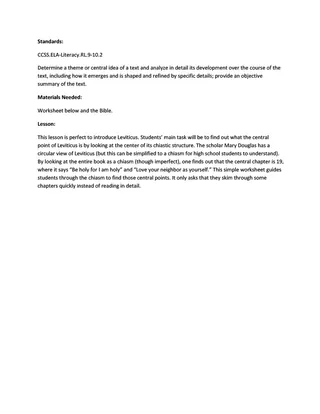 The Chiastic Structure of Leviticus Lesson – preview 1