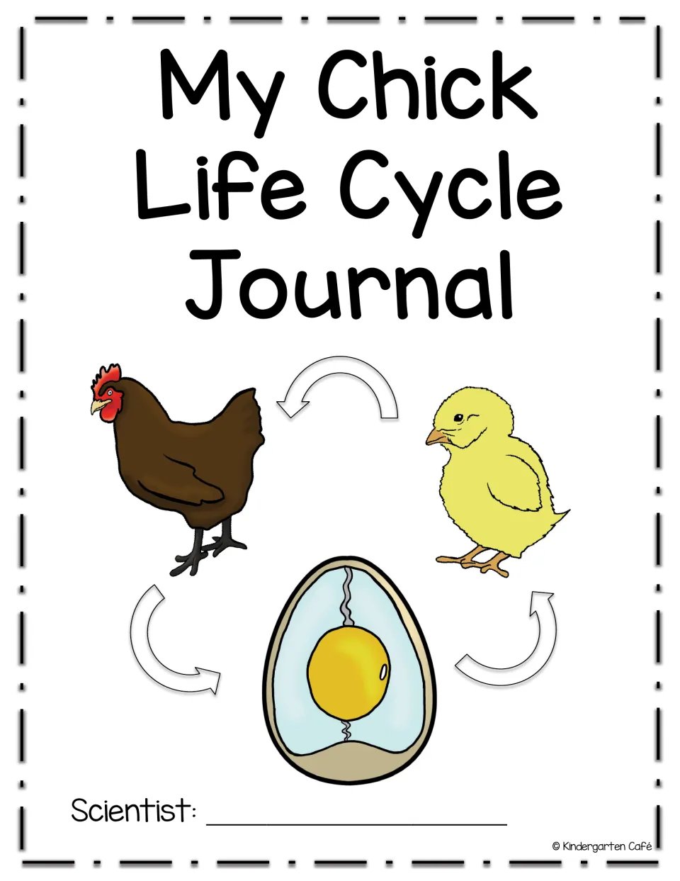 Full-color journal cover showing a brown hen, cross-section egg and yellow chick in a cycle, plus a Scientist name line