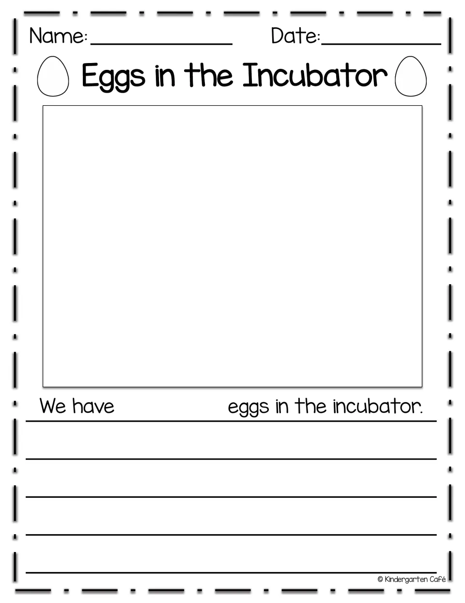 Eggs in the Incubator drawing version: students sketch the eggs, then write how many there are to finish the sentence