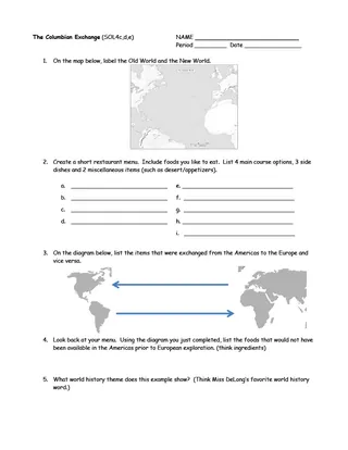 The Columbian Exchange Worksheet – cover