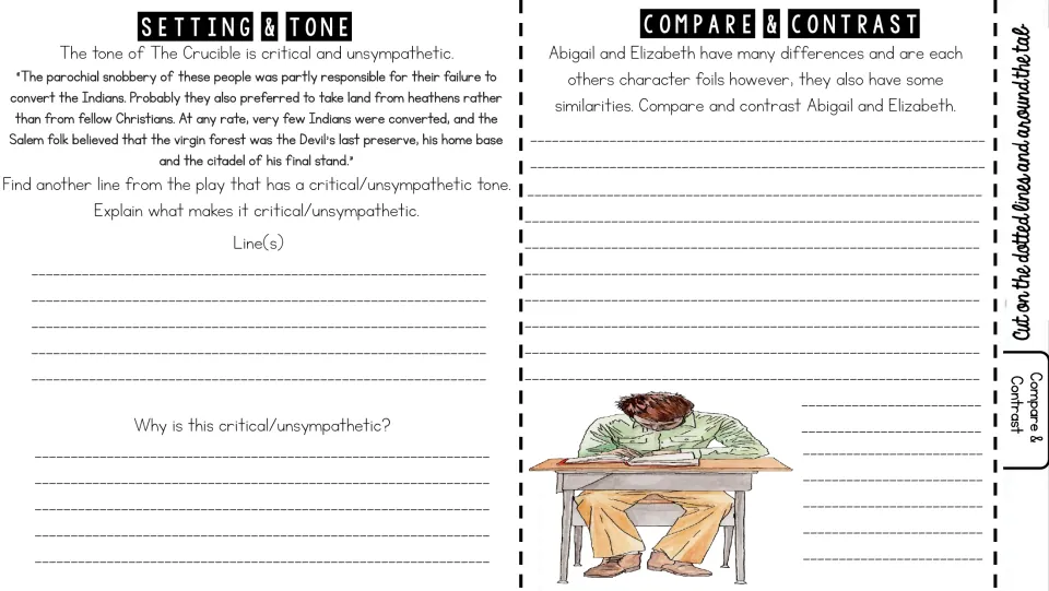 Setting and tone: students find a critical, unsympathetic line, then compare and contrast Abigail and Elizabeth
