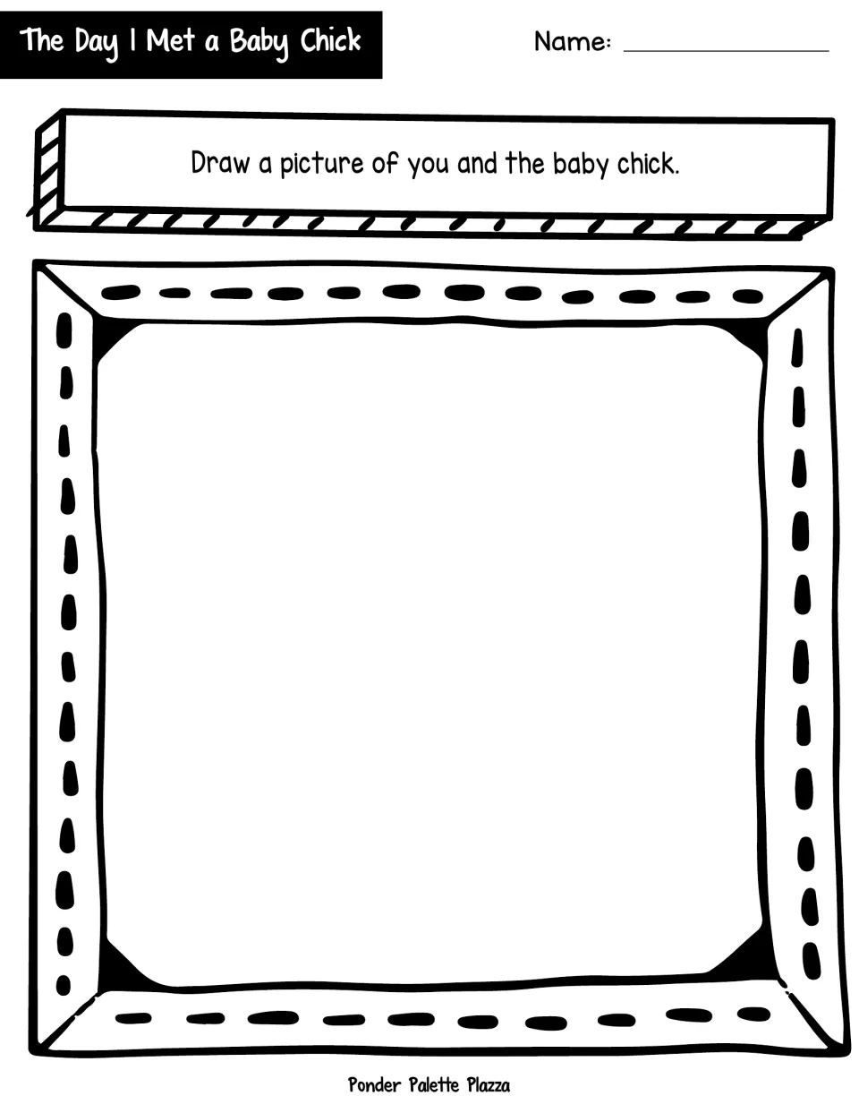 Baby chick drawing page: students draw a picture of themselves with the baby chick to illustrate their written response
