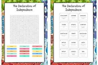 The Declaration of Independence word search, scramble and crossword pu – cover