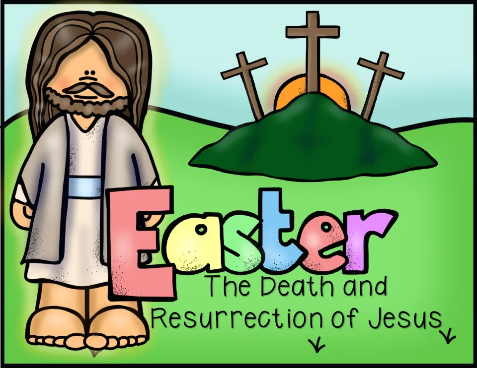 Reading packet cover titled 'Easter: The Death and Resurrection of Jesus,' showing Jesus and three crosses