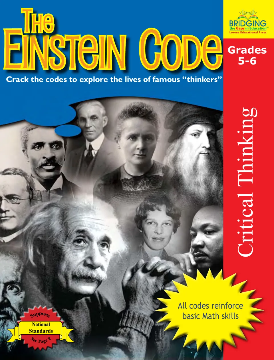 Cover: The Einstein Code, a critical thinking book of code-cracking biographies with a collage of famous thinkers' photos