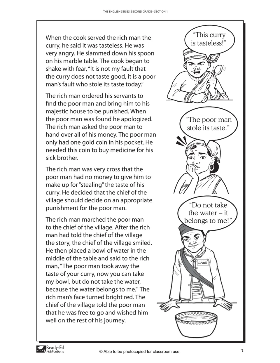 Diamond Cuts Diamond, part 2: the rich man blames the poor man for his tasteless curry and the village chief settles it