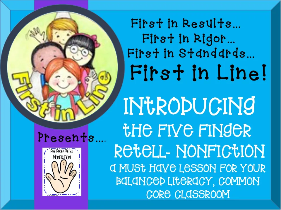 Lesson cover introducing the five finger retell for nonfiction in a balanced literacy classroom