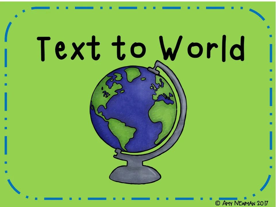Text to World introduction slide names the third connection type in the reading comprehension lesson