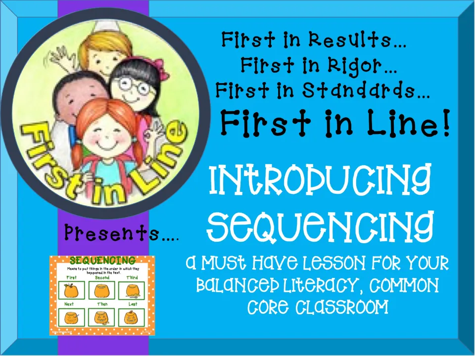 Sequencing lesson cover reads 'Introducing Sequencing' and identifies a balanced literacy classroom focus.