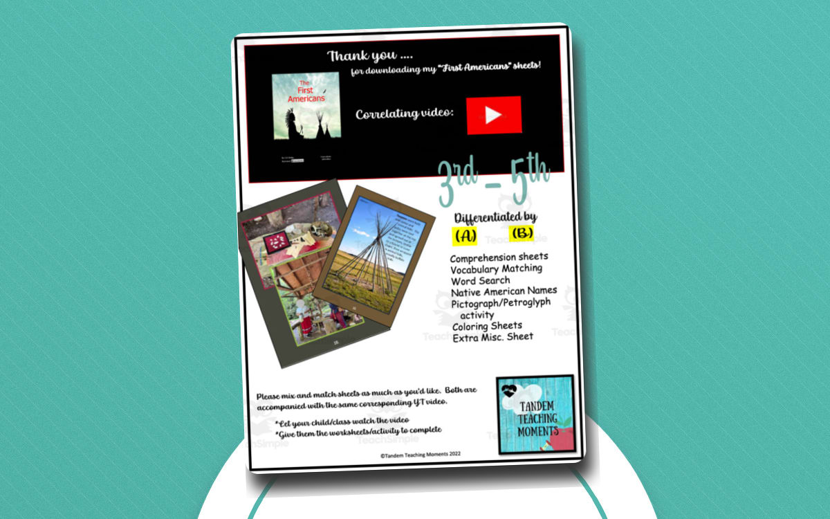 "The First Americans" Worksheet Packet teaching resource preview