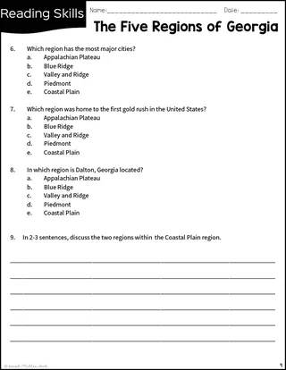Five Regions of Georgia – Reading Packet – sample page 2