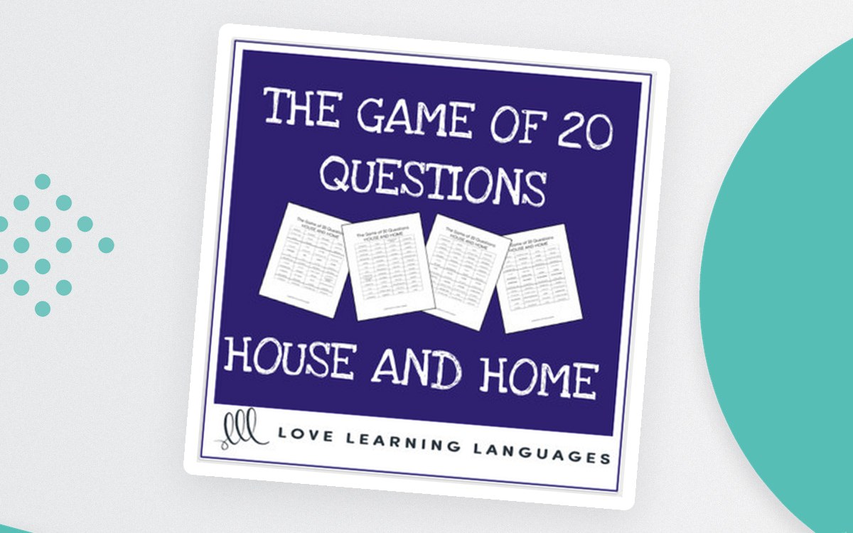 Game of 20 Questions House and Home Vocabulary cover with three worksheet previews